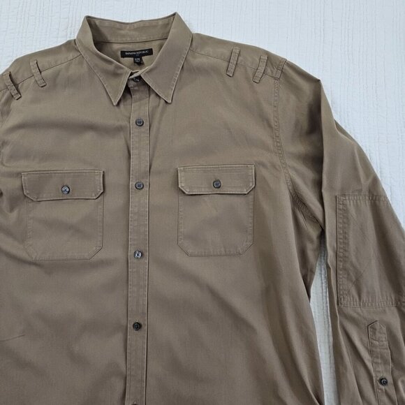 Banana Republic Heavy Twill Shirt Men's XXL Button Up Brown 2 Pockets EUC LN - Picture 6 of 15